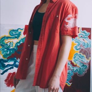 Red ButtonUp with Handprinted Crab